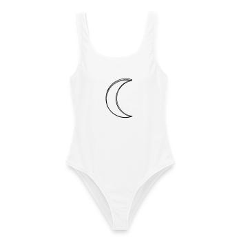 Mond handgezeichnet - Frauen Badeanzug - Weiß - Vorne - AI Model Female 172 dark (172cm)