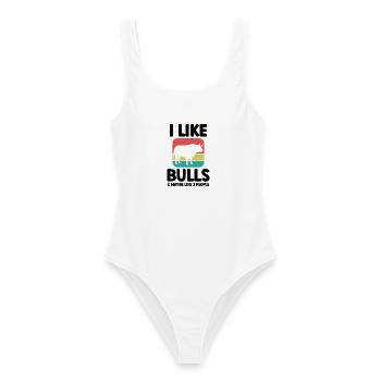 Stier Spruch Retro-Look - Frauen Badeanzug - Weiß - Vorne - AI Model Female 172 dark (172cm)