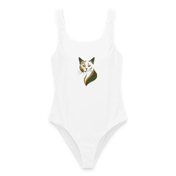 Elegante Katze – Vintage Tierillustration - Frauen Badeanzug - Weiß - Vorne - AI Model Female 172 dark (172cm)