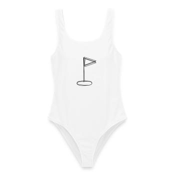 Golffahne handgezeichnet - Frauen Badeanzug - Weiß - Vorne - AI Model Female 172 dark (172cm)