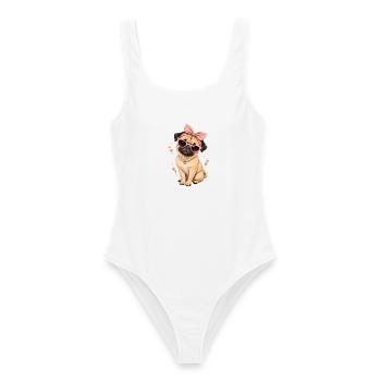 Mops Hund süßer Mops niedlicher Mops - Frauen Badeanzug - Weiß - Vorne - AI Model Female 172 dark (172cm)