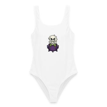 Hexenkessel Rauch Totenkopf Magic Gothic Shirt - Frauen Badeanzug - Weiß - Vorne - AI Model Female 172 dark (172cm)