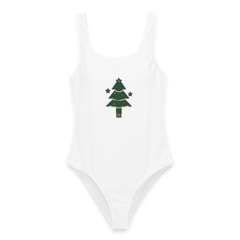Minimaler Weihnachtsbaum mit Lichtern - Frauen Badeanzug - Weiß - Vorne - AI Model Female 172 dark (172cm)