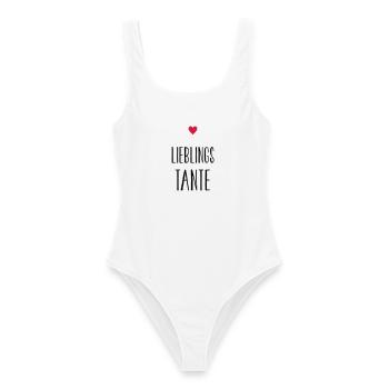 Tante Lieblingstante Herz Geschenkidee Patentante - Frauen Badeanzug - Weiß - Vorne - AI Model Female 172 dark (172cm)