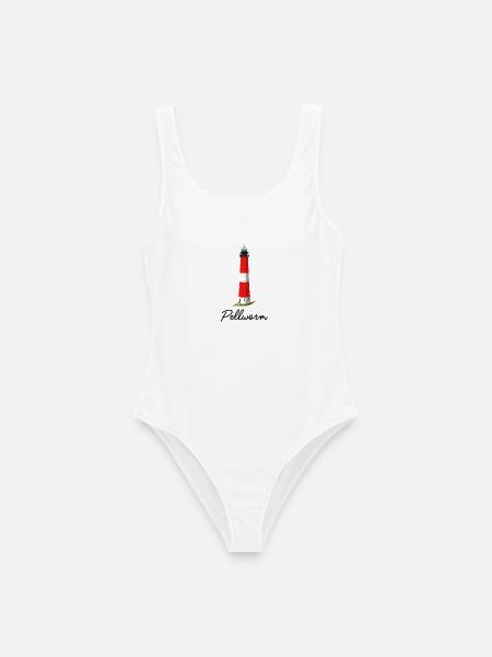 Pellworm, kultiger Leuchtturm, deutsche Nordsee - Frauen Badeanzug - Weiß