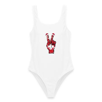 Drapeau de la Suisse Noël Symbole de la paix utilisé - Maillot de bain femme - blanc - Devant - AI Model Female 172 dark (172cm)