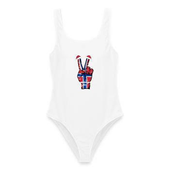 Drapeau de la Norvège Noël Symbole de la paix utilisé - Maillot de bain femme - blanc - Devant - AI Model Female 172 dark (172cm)