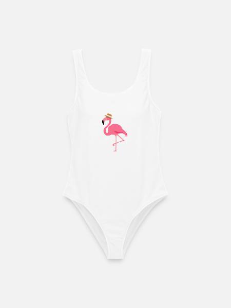 Flamingo - Frauen Badeanzug - Weiß