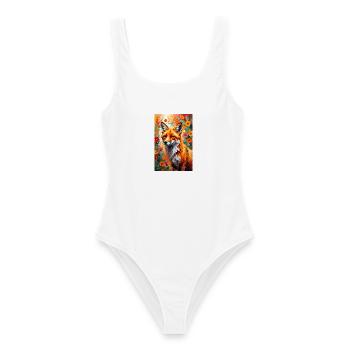 Fleurs de renard abstraites, cadeau pour amoureux des renards - Maillot de bain femme - blanc - Devant - AI Model Female 172 dark (172cm)