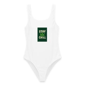 Stay Chill Feuille de Cannabis - Maillot de bain femme - blanc - Devant - AI Model Female 172 dark (172cm)