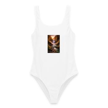 Cascade sous le soleil du soir - Maillot de bain femme - blanc - Devant - AI Model Female 172 dark (172cm)