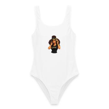 Girly Beats Illustration Hip-Hop - Maillot de bain femme - blanc - Devant - AI Model Female 172 dark (172cm)