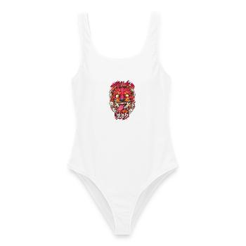Stay Wild Tiger Neon Kopf - Frauen Badeanzug - Weiß - Vorne - AI Model Female 172 dark (172cm)