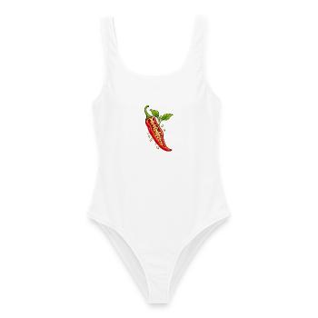 Roter Chili mit Samenakzent - Frauen Badeanzug - Weiß - Vorne - AI Model Female 172 dark (172cm)