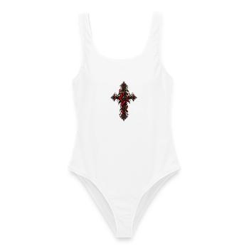 Gothic Chili Kreuz - Frauen Badeanzug - Weiß - Vorne - AI Model Female 172 dark (172cm)