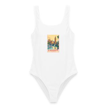 London Retro-Poster Skyline - Frauen Badeanzug - Weiß - Vorne - AI Model Female 172 dark (172cm)