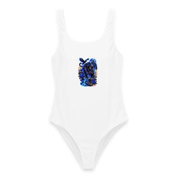 Cyber Panther mit blauer Aura - Frauen Badeanzug - Weiß - Vorne - AI Model Female 172 dark (172cm)