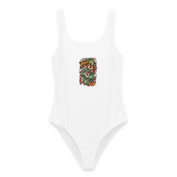 Wilder Drachen-Tattoo Stay Wild - Frauen Badeanzug - Weiß - Vorne - AI Model Female 172 dark (172cm)