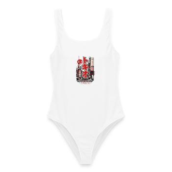 Tokio Japan Streetwear Shibuya Distrikt - Frauen Badeanzug - Weiß - Vorne - AI Model Female 172 dark (172cm)