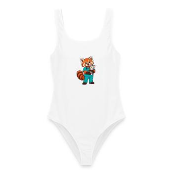 Tierarzt Red Panda hält ein Kätzchen - Frauen Badeanzug - Weiß - Vorne - AI Model Female 172 dark (172cm)
