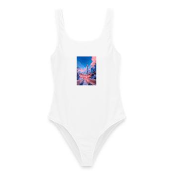 Neon Snow City Toronto - Frauen Badeanzug - Weiß - Vorne - AI Model Female 172 dark (172cm)