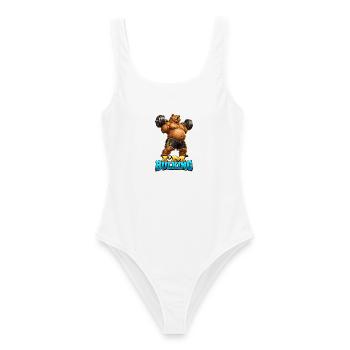 Muscular Bear I'M BULK – Fitness-Stimmung - Frauen Badeanzug - Weiß - Vorne - AI Model Female 172 dark (172cm)