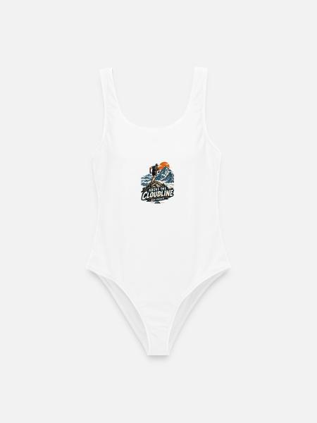Above_the_Cloudline_Vintage_Mountain_Running_De - Frauen Badeanzug - Weiß