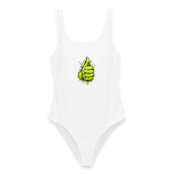 Neon Grüner Daumen Graffiti - Frauen Badeanzug - Weiß - Vorne - AI Model Female 172 dark (172cm)