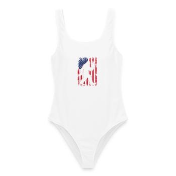 American Flag Bigfoot Yeti Patriotic Forest - Frauen Badeanzug - Weiß - Vorne - AI Model Female 172 dark (172cm)