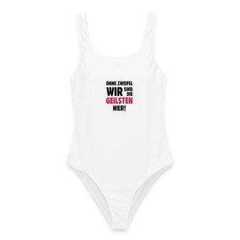 geil Geilsten Party witzig Bier lustig T-Shirt - Frauen Badeanzug - Weiß - Vorne - AI Model Female 172 dark (172cm)