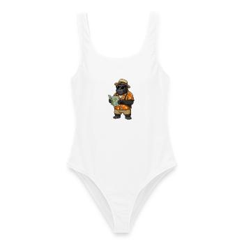 Voyageur Gorille en chemise hawaïenne - Maillot de bain femme - blanc - Devant - AI Model Female 172 dark (172cm)