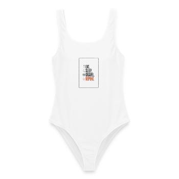 Eat Sleep Gravel Repeat - Frauen Badeanzug - Weiß - Vorne - AI Model Female 172 dark (172cm)