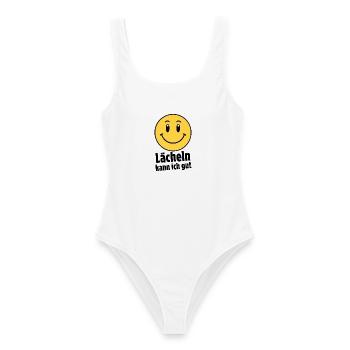 Lächeln kann ich gut - Frauen Badeanzug - Weiß - Vorne - AI Model Female 172 dark (172cm)