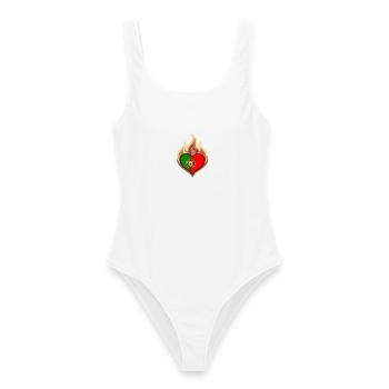 Portugal Flag Heart on Fire - Frauen Badeanzug - Weiß - Vorne - AI Model Female 172 dark (172cm)