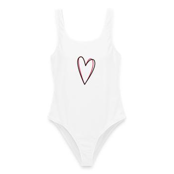 Idée de cadeau coeur amour amitié symbole - Maillot de bain femme - blanc - Devant - AI Model Female 172 dark (172cm)