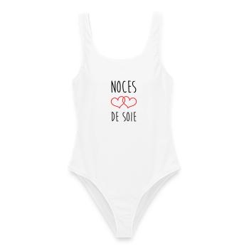 Noces de Soie 12 ans de mariage - Maillot de bain femme - blanc - Devant - AI Model Female 172 dark (172cm)
