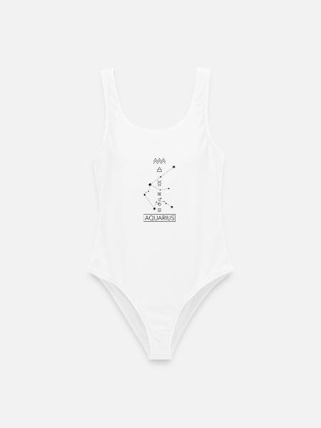Aquarius - Wassermann Sternzeichen - schwarz - Frauen Badeanzug - Weiß