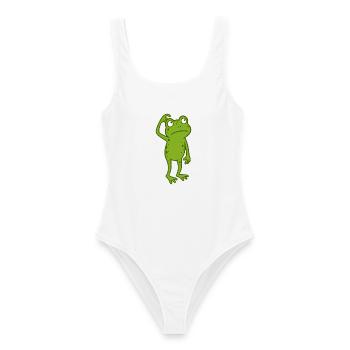 Frosch verwirrt  - Frauen Badeanzug - Weiß - Vorne - AI Model Female 172 dark (172cm)