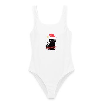 Freche Weihnachtskatze – Weihnachtsgeist oder Geister - Frauen Badeanzug - Weiß - Vorne - AI Model Female 172 dark (172cm)