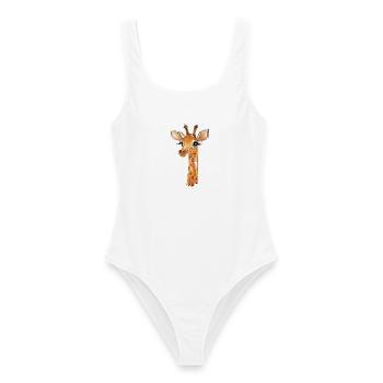 Zeichnung einer niedlichen Giraffe - Frauen Badeanzug - Weiß - Vorne - AI Model Female 172 dark (172cm)