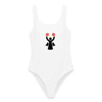 Boxer Ange Pictogramme Drôle - Maillot de bain femme - blanc - Devant - AI Model Female 172 dark (172cm)
