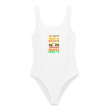 100 Days Smarter Kinder Stronger Braver Brighter S - Frauen Badeanzug - Weiß - Vorne - AI Model Female 172 dark (172cm)