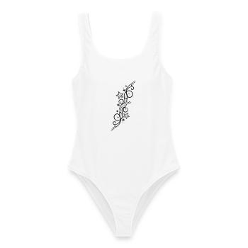 Tatouage avec des fleurs et des étoiles. - Maillot de bain femme - blanc - Devant - AI Model Female 172 dark (172cm)