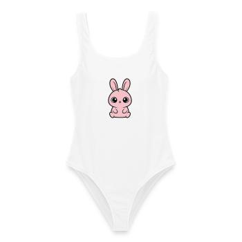 Kawaii Bunny Grands Yeux Roses Mignons - Maillot de bain femme - blanc - Devant - AI Model Female 172 dark (172cm)