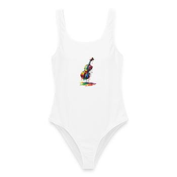 Violon avec de la peinture qui goutte - Maillot de bain femme - blanc - Devant - AI Model Female 172 dark (172cm)