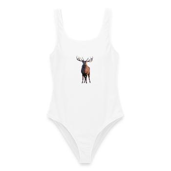 cerf - Maillot de bain femme - blanc - Devant - AI Model Female 172 dark (172cm)