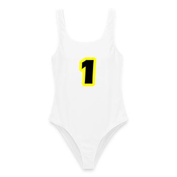 1 Symbole numérique - Maillot de bain femme - blanc - Devant - AI Model Female 172 dark (172cm)