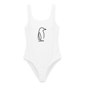 Pinguin Einlinienzeichnung Niedlich Eis Antarktis - Frauen Badeanzug - Weiß - Vorne - AI Model Female 172 dark (172cm)