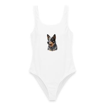  Australischer Rinderhund Realistisches Porträt - Frauen Badeanzug - Weiß - Vorne - AI Model Female 172 dark (172cm)