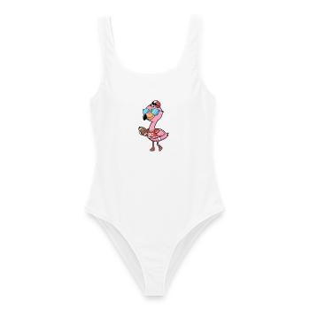 Flamingo American Football Cartoon Motiv für Fans - Frauen Badeanzug - Weiß - Vorne - AI Model Female 172 dark (172cm)